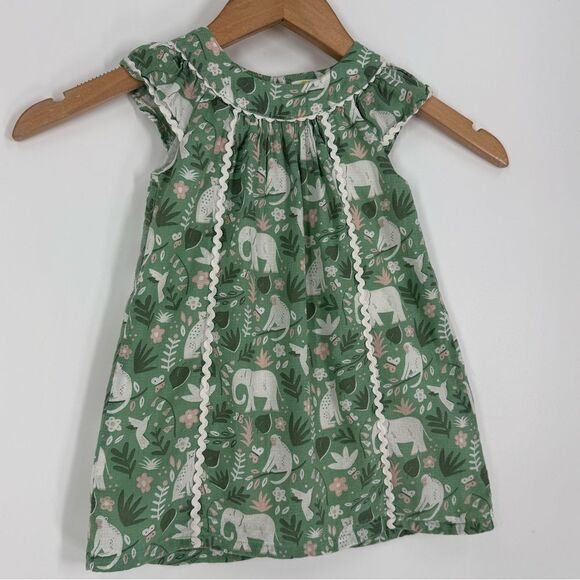 Baby Boden Jungle Print Dress in Green | Size 12-18 Months - Picture 3 of 6